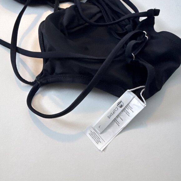 Cupshe Womens Black Lace-Up Bikini Set Swimwear S Nylon & Spandex - Picture 4 of 5